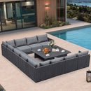 PURPLE LEAF Athena Louvered Pergola Modern Grey Pergola White Roof with Sanori Patio Couch Set Modular Sofas for Deck Backyard Garden
