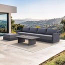 PURPLE LEAF Athena Louvered Pergola Modern Grey Pergola White Roof with Sanori Patio Couch Set Modular Sofas for Deck Backyard Garden