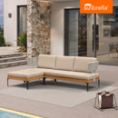 PURPLE LEAF Sicilia L-Shaped Modular Outdoor Sectional with Sunbrella Khaki Cushions Flexible Layout for Poolside Casual Lounge