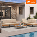 PURPLE LEAF Sicilia L-Shaped Modular Outdoor Sectional with Sunbrella Khaki Cushions Flexible Layout for Poolside Casual Lounge