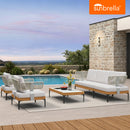 PURPLE LEAF Sicilia Classical Modular Outdoor Sectional with Sunbrella White Cushions Flexible Layout for Boutique Hotel Style Patio