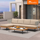 PURPLE LEAF Sicilia L-Shaped Modular Outdoor Sectional with Sunbrella Khaki Cushions Flexible Layout for Poolside Casual Lounge