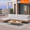 PURPLE LEAF Sicilia L-Shaped Modular Outdoor Sectional with Sunbrella White Cushions Flexible Layout for Minimalist Modern Patio