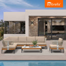 PURPLE LEAF Sicilia Classical Modular Outdoor Sectional with Sunbrella Khaki Cushions Flexible Layout for Porch Relaxation Space