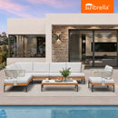 PURPLE LEAF Sicilia Classical Modular Outdoor Sectional with Sunbrella White Cushions Flexible Layout for Boutique Hotel Style Patio
