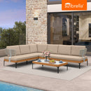 PURPLE LEAF Sicilia L-Shaped Modular Outdoor Sectional with Sunbrella Khaki Cushions Flexible Layout for Poolside Casual Lounge