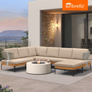 PURPLE LEAF Sicilia L-Shaped Modular Outdoor Sectional with Sunbrella Khaki Cushions Flexible Layout for Poolside Casual Lounge