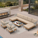 PURPLE LEAF Sicilia Classical Modular Outdoor Sectional with Sunbrella Khaki Cushions Flexible Layout for Porch Relaxation Space