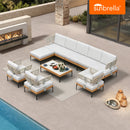 PURPLE LEAF Sicilia Classical Modular Outdoor Sectional with Sunbrella White Cushions Flexible Layout for Boutique Hotel Style Patio