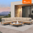 PURPLE LEAF Sicilia L-Shaped Modular Outdoor Sectional with Sunbrella Khaki Cushions Flexible Layout for Poolside Casual Lounge