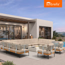 PURPLE LEAF Sicilia Classical Modular Outdoor Sectional with Sunbrella Khaki Cushions Flexible Layout for Porch Relaxation Space