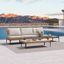 PURPLE LEAF Sicilia L-Shaped Modular Outdoor Sectional with Oatmeal Greige Cushions Flexible Layout for Garden Poolside