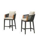 PURPLE LEAF Hailar Outdoor Bar Stools Chair Modern Rattan Bar Stool with Back and Cushion for Balcony, Indoor or Outdoor, Kitchen Island