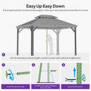 PURPLE LEAF Patio Gazebo for Pool Light Grey Hardtop Galvanized Steel Roof with Reinforcement Support Rod
