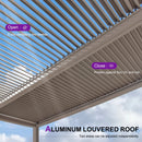 PURPLE LEAF Athena Louvered Pergola Modern Champagne Pergola with Adjustable Roof for Deck Backyard Garden