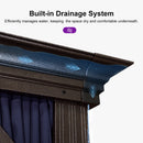 PURPLE LEAF Outdoor Hardtop Gazebo for Patio Bronze Aluminum Frame Pavilion with Navy-Blue Curtain and String Lights-milky