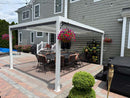 PURPLE LEAF Athena Louvered Pergola Modern White Pergola with Adjustable Roof for Deck Backyard Garden