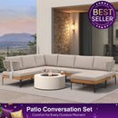 PURPLE LEAF Sicilia L-Shaped Modular Outdoor Sectional with Oatmeal Greige Cushions Flexible Layout for Garden Poolside