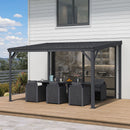 PURPLE LEAF Lean to Gazebo Metal Roof Patio Cover Built-in Drain Slots Wall Mounted Gazebo for Outdoor Extension