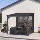 PURPLE LEAF Lean to Gazebo Metal Roof Patio Cover Built-in Drain Slots Wall Mounted Gazebo for Outdoor Extension