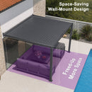 PURPLE LEAF Caesar Wall Mounted Louvered Pergola, All-Aluminum Patio Cover with Adjustable Roof, Hidden Gutter Drainage, Lean-to Pergola for Deck, Backyard, Porch, Dark Gray