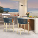 PURPLE LEAF Hailar Outdoor Bar Stools Chair Modern Rattan Bar Stool with Back and Cushion for Balcony, Indoor or Outdoor, Kitchen Island
