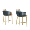 PURPLE LEAF Hailar Outdoor Bar Stools Chair Modern Rattan Bar Stool with Back and Cushion for Balcony, Indoor or Outdoor, Kitchen Island