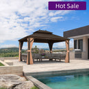 PURPLE LEAF Outdoor Hardtop Gazebo for Garden Bronze Double Roof Aluminum Frame Pavilion