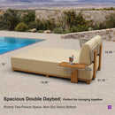 PURPLE LEAF Breck U-Shaped  with table Modular Outdoor Sectional with Wood-Grain Aluminum Frame and Thick Teak-Colored Cushions for Family Entertaining