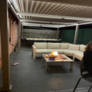 PURPLE LEAF Caesar Solar Louvered Pergola with LED Strip Lights and Control Panel Aluminum Outdoor Pergola with Adjustable Roof for Patio Deck Garden Yard Champagne