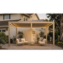 PURPLE LEAF Caesar Solar Louvered Pergola with LED Strip Lights and Control Panel Aluminum Outdoor Pergola with Adjustable Roof for Patio Deck Garden Yard Champagne