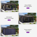 PURPLE LEAF Outdoor Hardtop Gazebo for Patio Bronze Aluminum Frame Pavilion with Navy-Blue Curtain and String Lights-milky