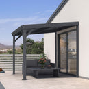 PURPLE LEAF Lean to Gazebo Metal Roof Patio Cover Built-in Drain Slots Wall Mounted Gazebo for Outdoor Extension