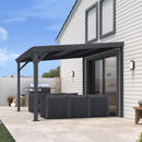 PURPLE LEAF Lean to Gazebo Metal Roof Patio Cover Built-in Drain Slots Wall Mounted Gazebo for Outdoor Extension