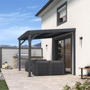 PURPLE LEAF Lean to Gazebo Metal Roof Patio Cover Built-in Drain Slots Wall Mounted Gazebo for Outdoor Extension