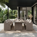 PURPLE LEAF Sanori Patio Dining Set Modern Large Weather-Resistant Table and Aluminum Chairs with Cushions for Garden Beige