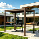 8' x 5' Aluminum Grill Gazebo with Adjustable Louvered Roof