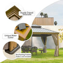 Aluminum Hardtop Gazebo Wood-Looking with Drainage Gutters