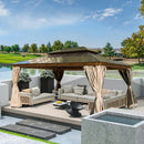 Polycarbonate Hardtop Gazebo Wood-looking