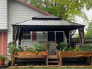 Aluminum Hardtop Gazebo Brown with Drainage Gutters