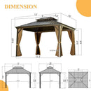 Aluminum Hardtop Gazebo Brown with Drainage Gutters