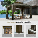 Aluminum Hardtop Gazebo Brown with Drainage Gutters