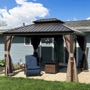 Aluminum Hardtop Gazebo Brown with Drainage Gutters