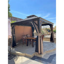 Aluminum Hardtop Gazebo Brown with Drainage Gutters