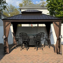 Aluminum Hardtop Gazebo Brown with Drainage Gutters