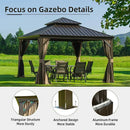 Aluminum Hardtop Gazebo Brown with Drainage Gutters