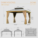 Aluminum Hardtop Gazebo Wood-Looking with Drainage Gutters
