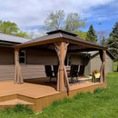 Aluminum Hardtop Gazebo Wood-Looking with Drainage Gutters