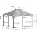 Aluminum Hardtop Gazebo Wood-Looking with Drainage Gutters