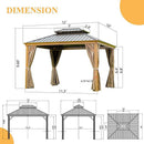 Aluminum Hardtop Gazebo Wood-Looking with Drainage Gutters
